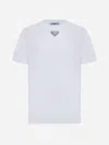 Prada White T-shirt In Jersey With Embroidered Triangle Logo Women In White
