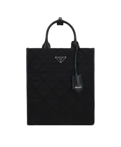 Prada Rhomboid Shoulder Bag In Black