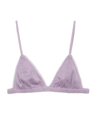 Prada Ribbed Cotton Bra In Lilac