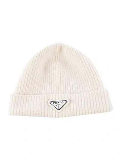 Pre-owned Prada Rib Knit Beanie In Neutral