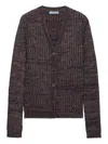 Prada Rib-knit V-neck Cardigan In Brown