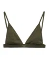Prada Rib Knitted Bikini Top In Camouflage Green