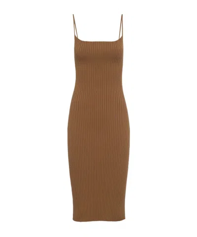 Prada Rib Knitted Dress In Cork Beige