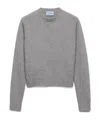 Prada Ribbed Knit Cashmere Jumper In Grey