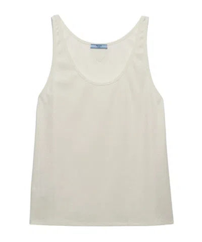 Prada Rib Knitted Vest In Nude