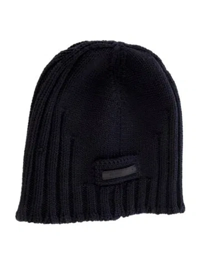 Pre-owned Prada Ribbed Beanie In Blue