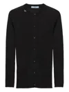 Prada Ribbed Buttoned Cardigan In Black