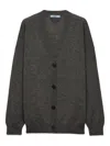 Prada Ribbed Cashmere Cardigan In Gray