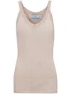 Prada Ribbed Cashmere Tank Top In 中性色