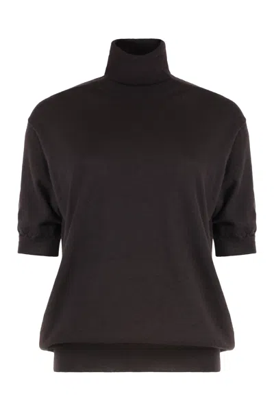 Prada Ribbed Cashmere Turtleneck Sweater In Brown