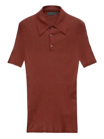 PRADA RIBBED COTTON POLO SHIRT