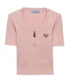 Prada Ribbed Cotton Sweater In Pink