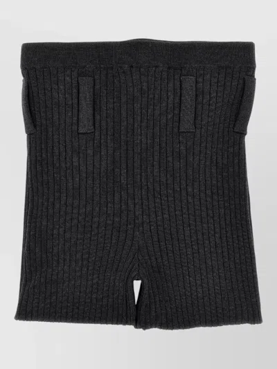 Prada Ribbed Cotton Tights Elastic Waist Belt Loops In Black