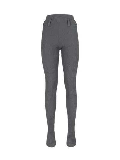 Prada Ribbed Cotton Tights In Gray