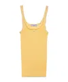 Prada Womens Yellow Logo-plaque Ribbed Cotton Tank Top
