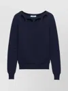 Prada Pullover Aus Baumwolle Mit U-boot-ausschnitt In Blue