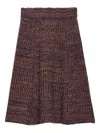 Prada Womens Blue Ribbed Flared Knitted Wool Midi Skirt In Multi