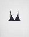 Prada Ribbed Knit Bralette Bikini Top In Navy