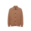 Prada Cashmere Ribbed Texture Cardigan With Patch Pockets