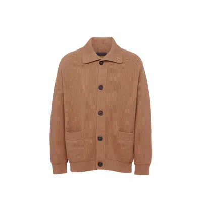 PRADA RIBBED KNIT CASHMERE CARDIGAN