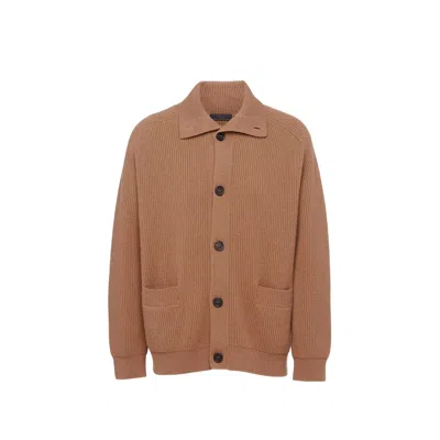 PRADA RIBBED KNIT CASHMERE CARDIGAN