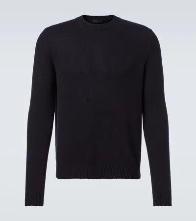 Prada Ribbed-knit Cashmere Sweater In Black