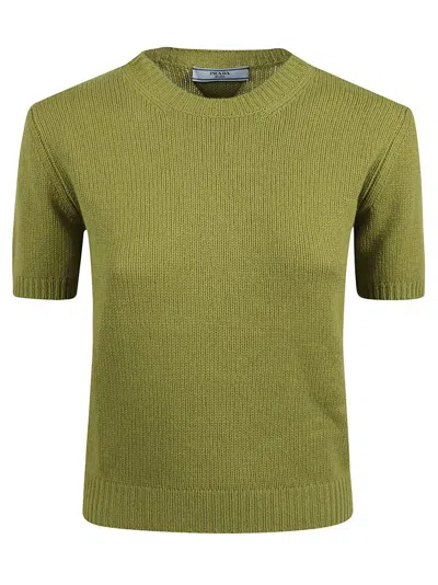 PRADA PRADA RIBBED KNIT CREWNECK SWEATER 