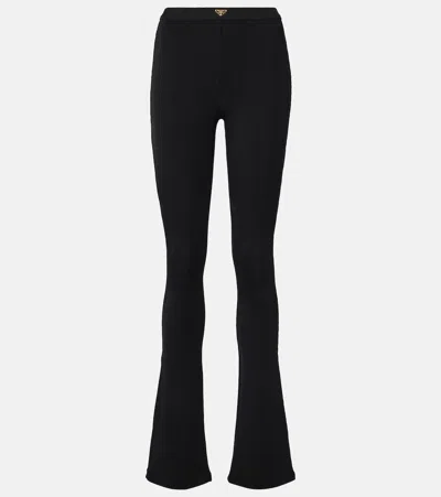 Prada Ribbed-knit Jersey Flared Pants In Black
