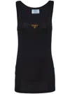 Prada Enamel-triangle Cotton Top In Black
