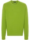Prada Ribbed Knit Crewneck Sweater In Green