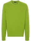 Prada Ribbed Knit Crewneck Sweater In Grün