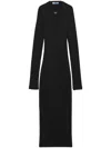 Prada Ribbed Knit Jersey Dress In Black