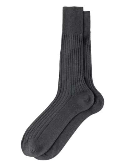 Prada Ribbed-knit Socks In Gray