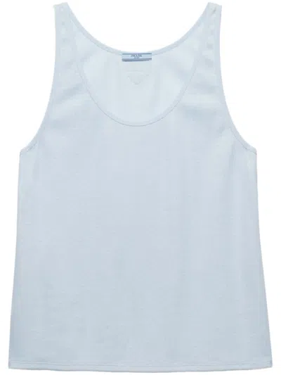 Prada Ribbed Knit Tank Top In F0m10 Astro