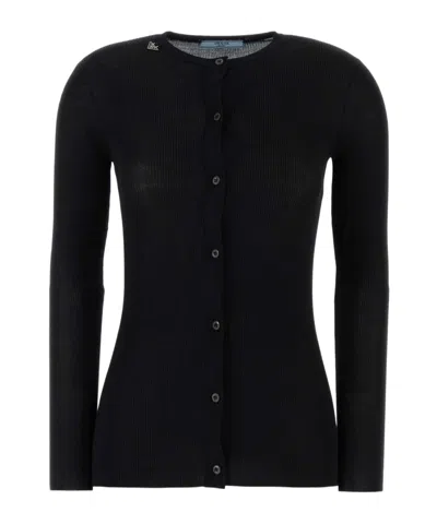 PRADA PRADA CREWNECK BUTTON-UP CARDIGAN