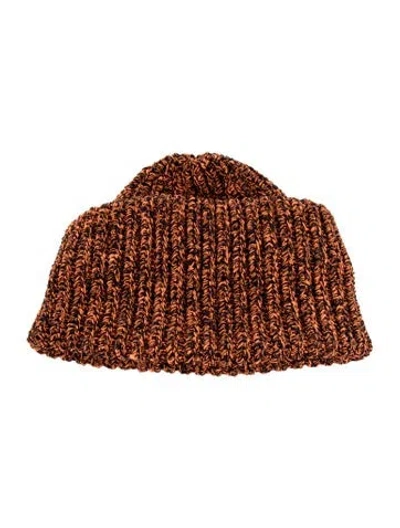Pre-owned Prada Ribbed Knitted Beanie  W/tags In Orange