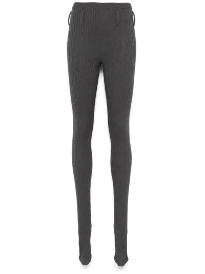 Prada Ribbed-knit Cotton-blend Tights In Grey