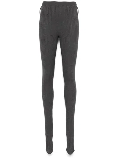 Prada Ribbed-knit Cotton-blend Tights In Grey