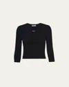 Prada Ribbed Logo-embroidered Slim Sweater In Nero