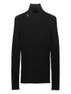 Prada Ribbed Logo Turtleneck Sweater In Black