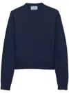 Prada Ribbed Re-cashmere Sweater In Blue