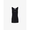 Prada Womens Black Ribbed Scoop-neck Cotton Top