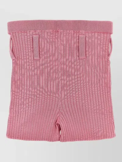 Prada Ribbed Shorts Featuring Belt Loops Design In Pink