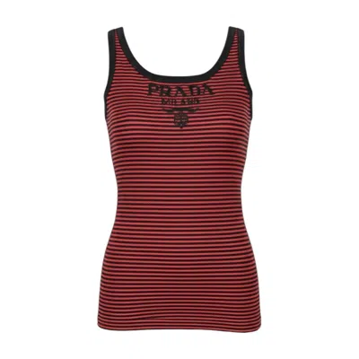 Prada Ribbed Silk Jersey Tank Top In Red