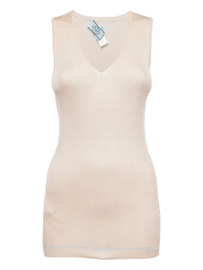 Pre-owned Prada Ribbed Sleeveless Top