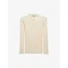 Prada Womens Yellow Ribbed Slim-fit Cashmere And Silk-blend Polo Jumper