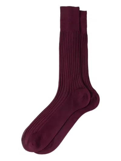Prada Ribbed Socks In Burgundy