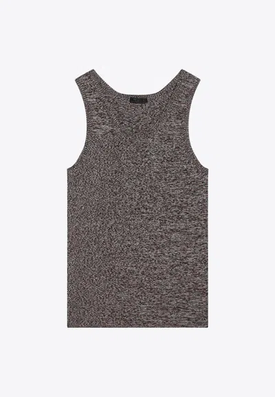 Prada Ribbed Tank Top In Gray