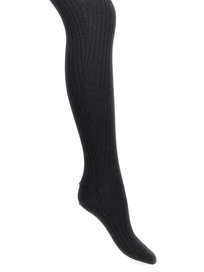 Prada Ribbed Tights In Grey