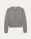 Prada Ribbed Trim Cashmere Cardigan In F0031 Grigio